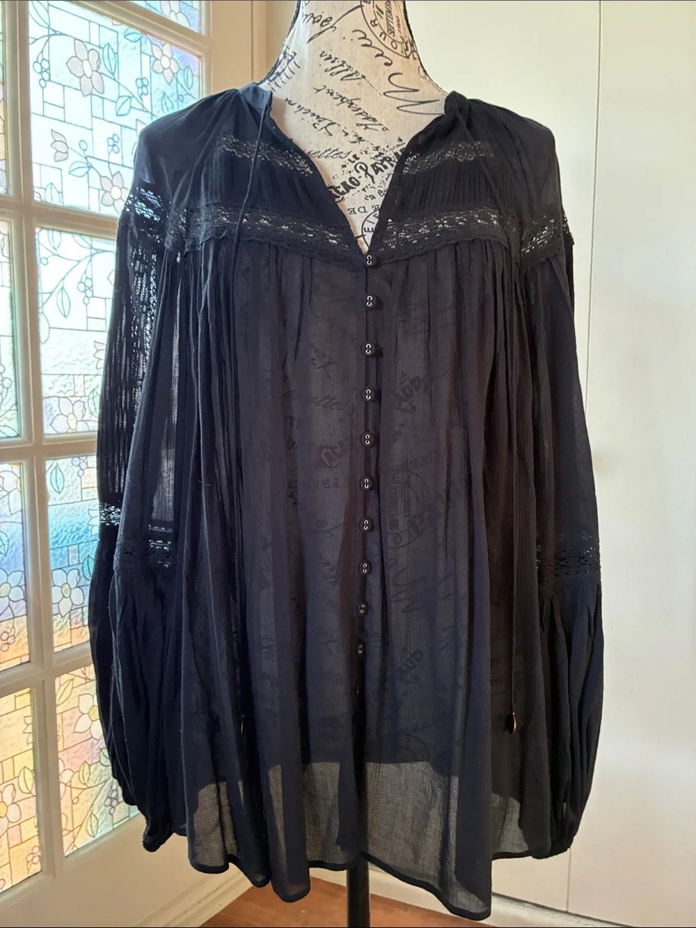 NWT Spell Teodora Blouse in Black size small - Picture 2 of 9